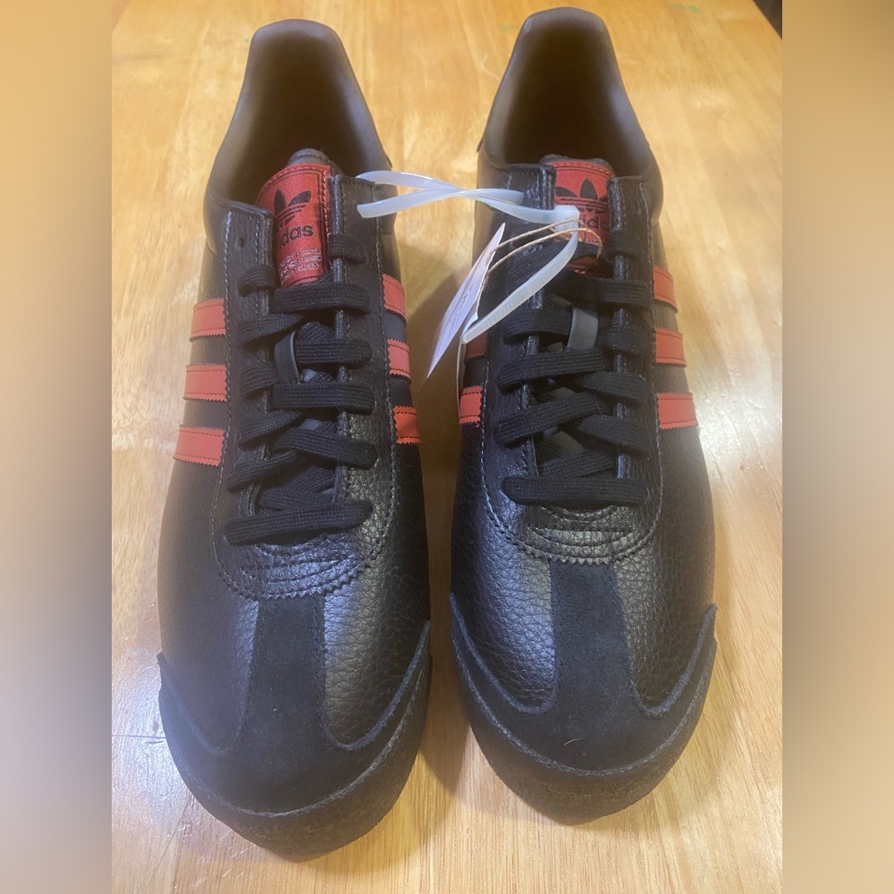 adidas Men’s Black Sneakers with Red Stripes